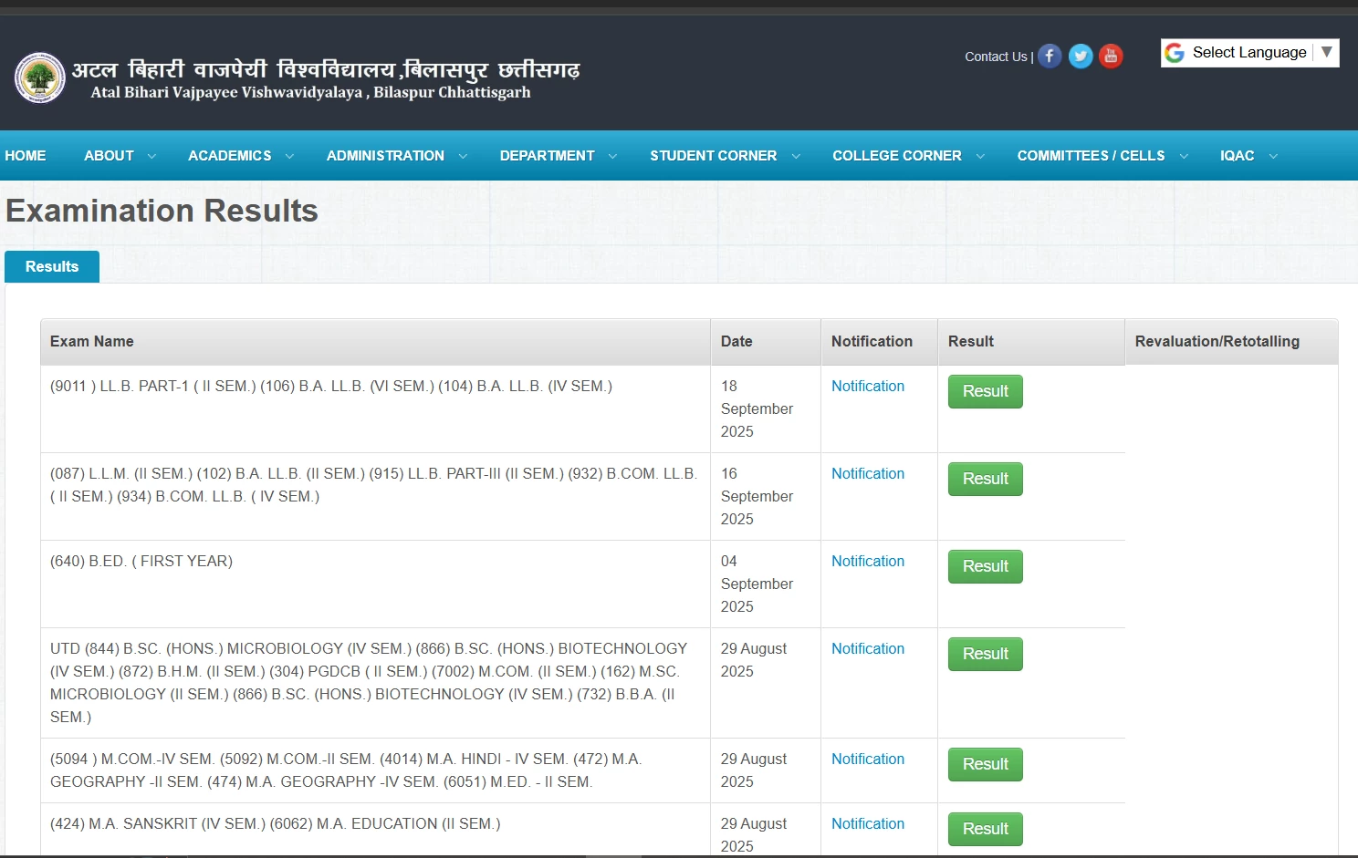 Bilaspur University Result 2025 (ABVV) – Check UG & PG Results Online